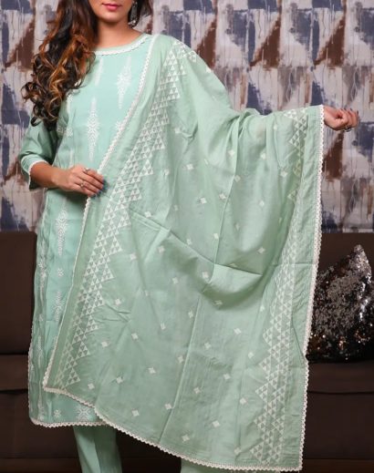 Pastle Silk Kurta Suit with Dupatta