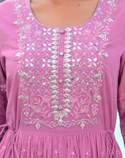 Pink Flared Cotton Gown