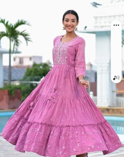 Pink Flared Cotton Gown