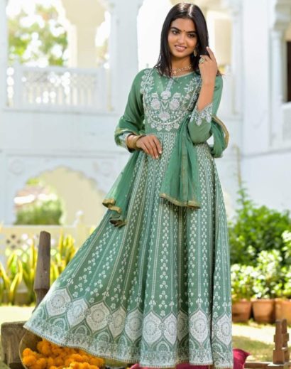 Green Cotton One Piece Gown