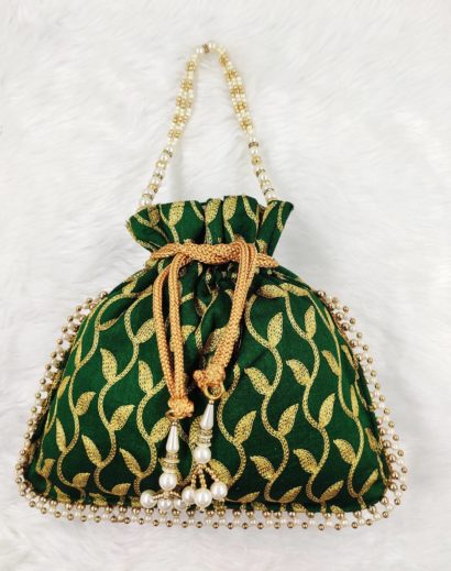 Green & Golden Embroidered Potli Bag