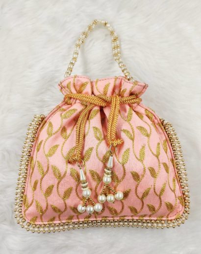 Cream & Golden Embroidered Potli Bag