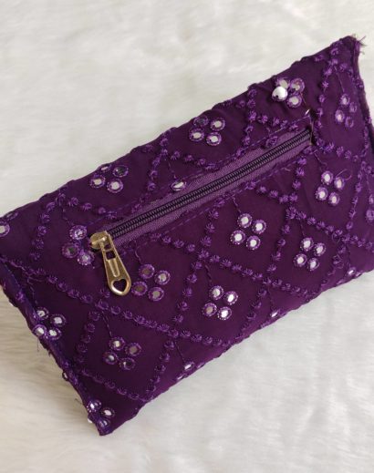 Purple Embroidered Sling Purse